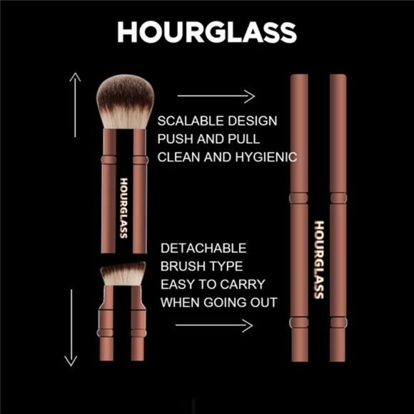 Hourglass Makeup Brush- No.26 Double Head Retractable Foundation Brush Fiber - Picture 3 of 5